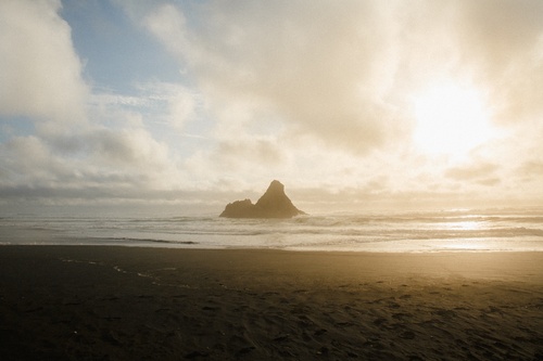Karekare Sunset Sea Clouds Sand